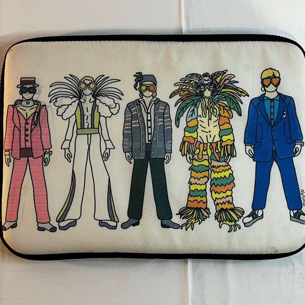 Society6 Elton John Outfits Laptop Sleeve Natsniw Art Graphic Zipper Case White